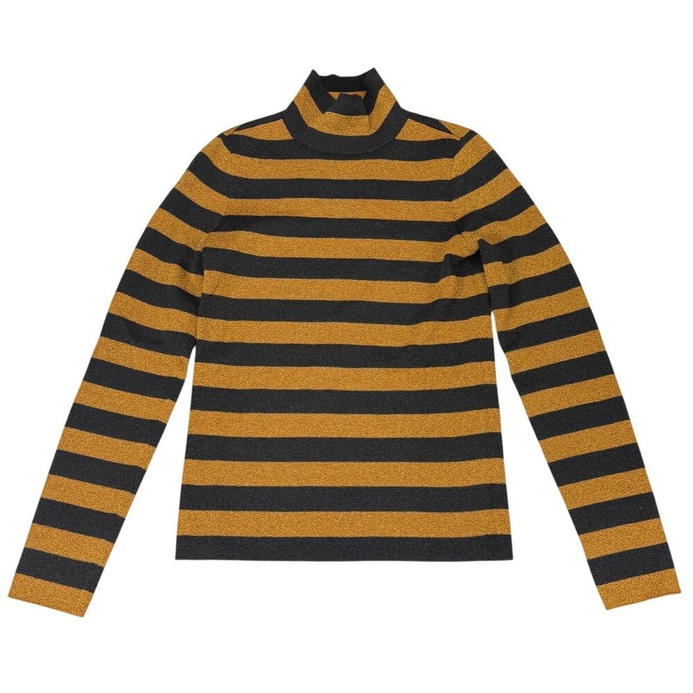 ALICE + OLIVIA Wool Roberta Turtleneck Sweater Size XS Metallic Black & Biscuit - Picture 3 of 6